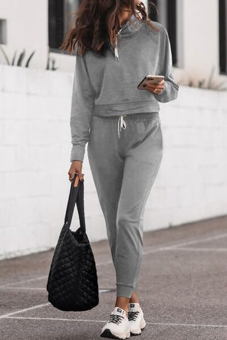 Aspen Hoodie and Pocketed Joggers Set - Grey